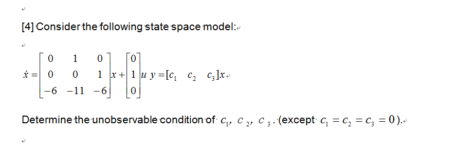 Solved Rt [4] Consider the following state space model: To | Chegg.com