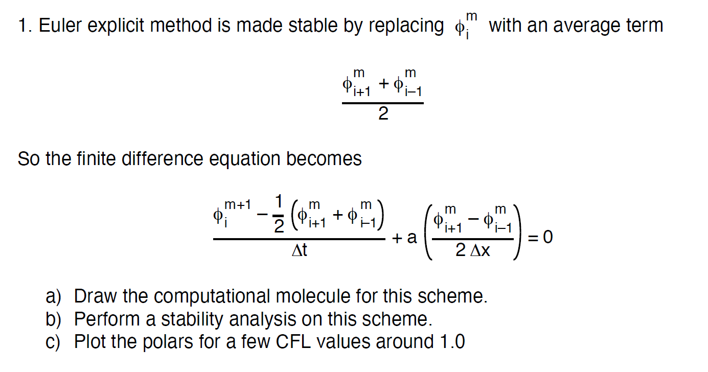 Euler explicit method is made stable by replacing φim | Chegg.com