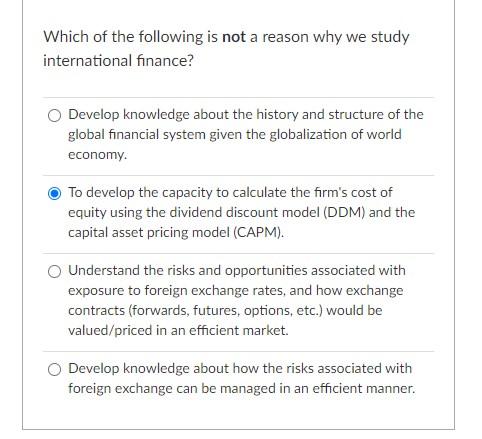 Solved Which of the following is not a reason why we study | Chegg.com