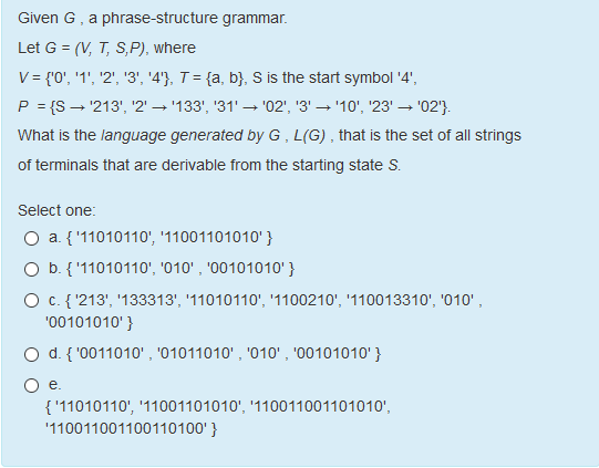 Solved Given G A Phrase Structure Grammar Let G V T Chegg Com