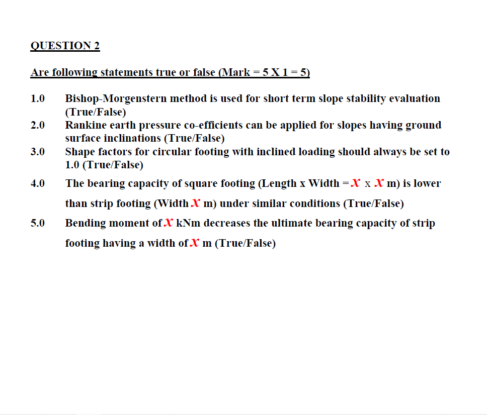 Solved Question 2 Are Following Statements True Or False 4539