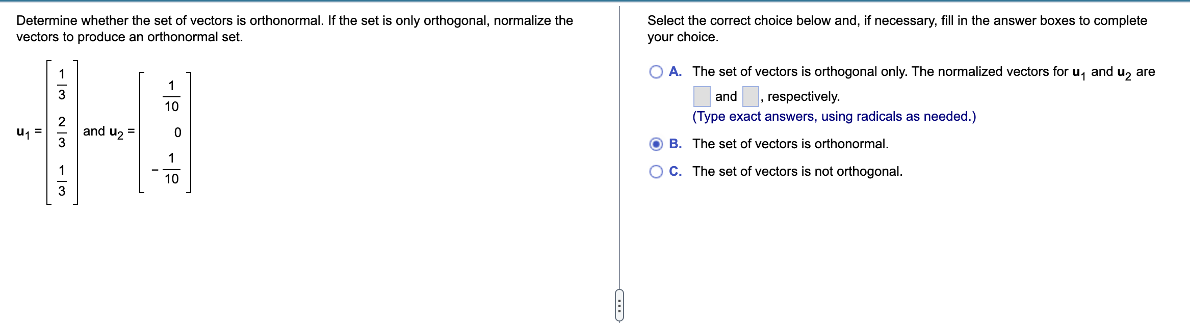 Solved Determine Whether The Set Of Vectors Is Orthonormal. | Chegg.com