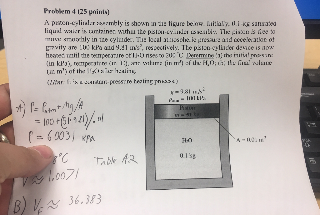 Solved Problem 4 (25 points) A pistoncylinder assembly is