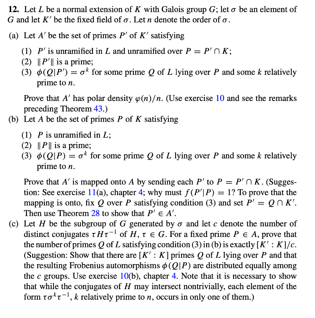 Solved 12. Let L be a normal extension of K with Galois