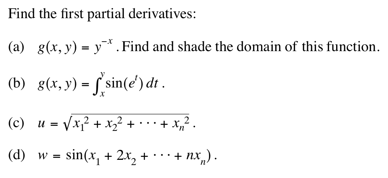Solved Find The First Partial Derivatives A G X Y Chegg Com