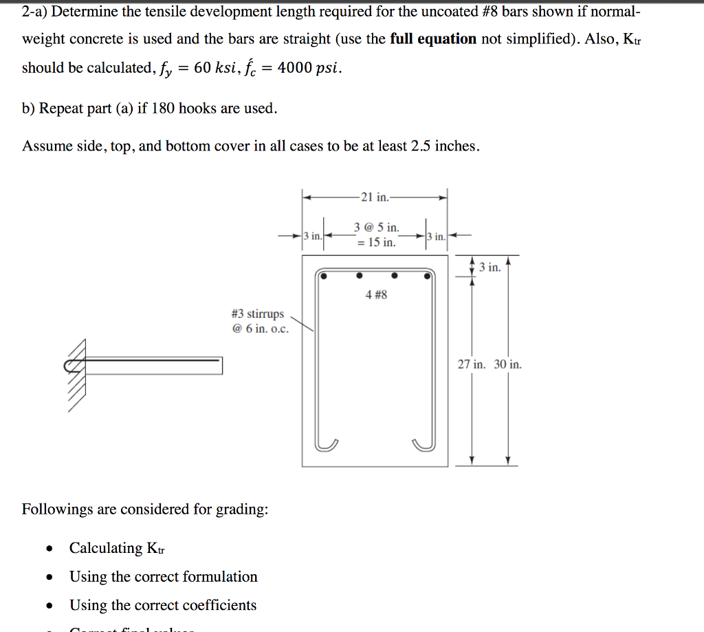 2-a) Determine the tensile development length | Chegg.com