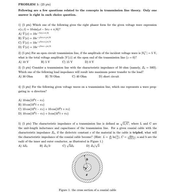 Solved PROBLEM 1: (25 pts) Following are a few questions | Chegg.com