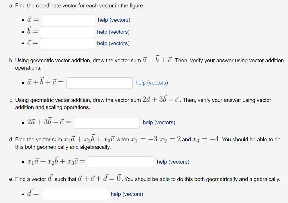 Solved a. Find the coordinate vector for each vector in the | Chegg.com