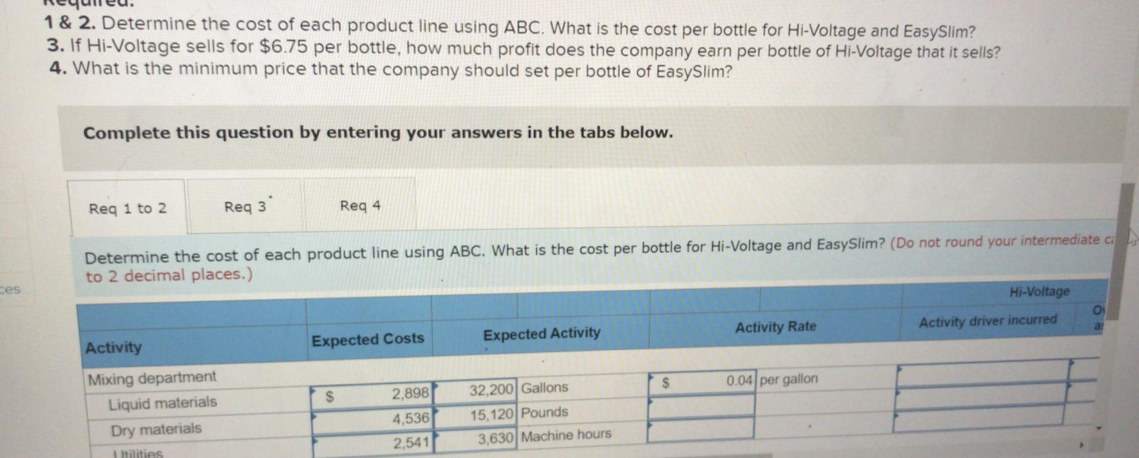 Solved Bright Day Company Produces Two Beverages Hi Voltage Chegg