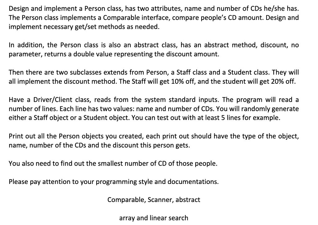 Design and implement a Person class, has two | Chegg.com