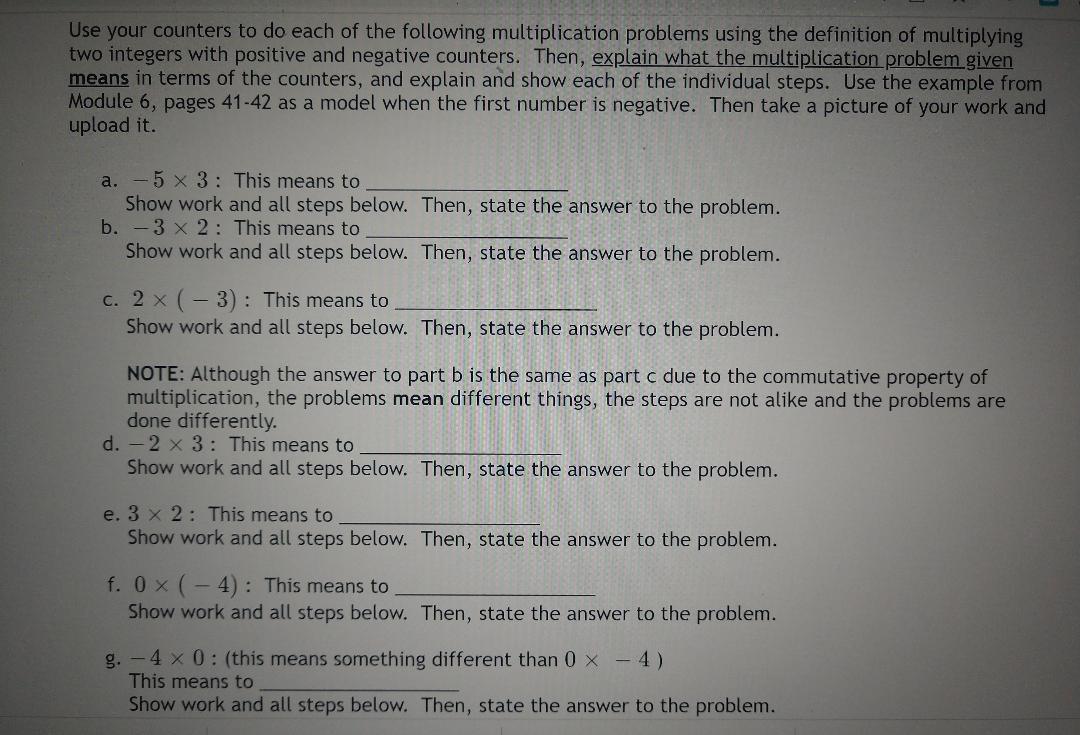 Solved Use your counters to do each of the following | Chegg.com