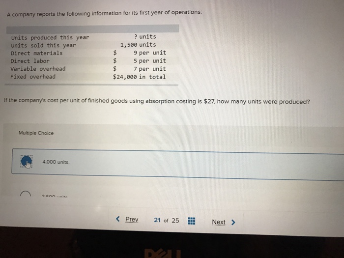 Solved A company reports the following information for its