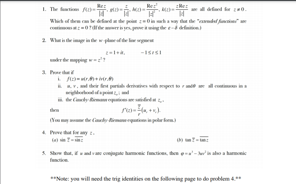 Solved Rez Rez Z Rez 1 The Functions F 2 8 2 H Z Chegg Com