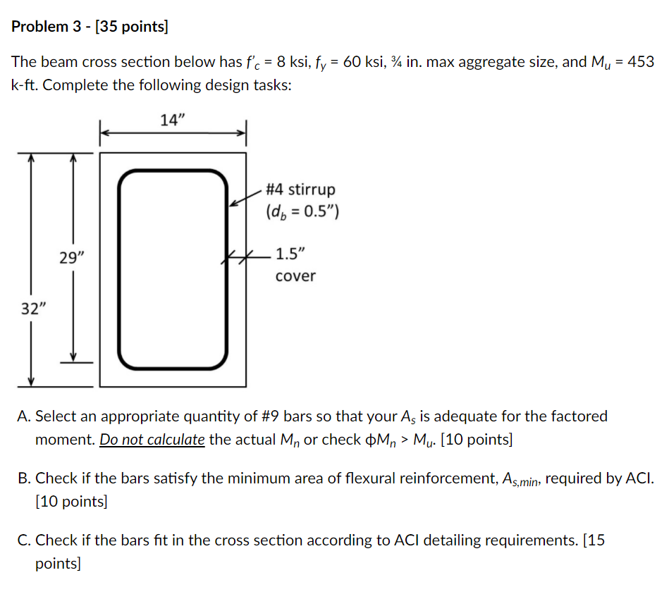 Solved Problem 3 - (35 points) The beam cross section below | Chegg.com