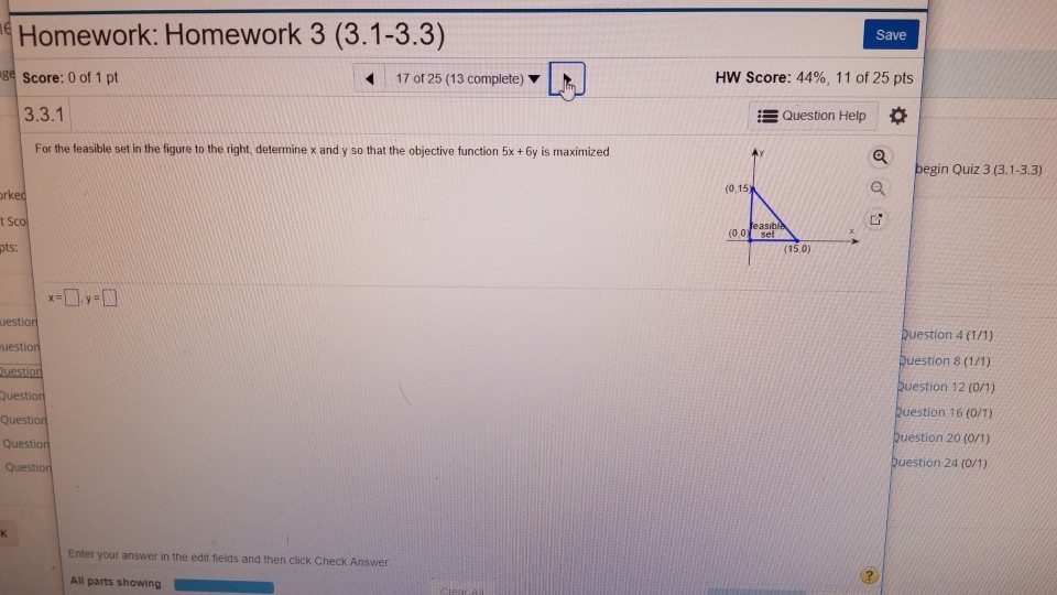 Solved Homework: Homework 3 (3.1-3.3) Save 8 Score: 0 of 1 | Chegg.com