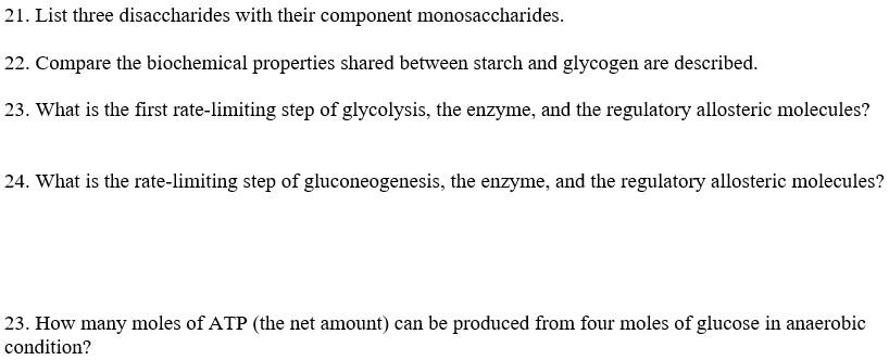 Solved 21. List three disaccharides with their component | Chegg.com