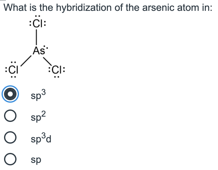 Solved What Is The Hybridization Of The Arsenic Atom In Chegg Com