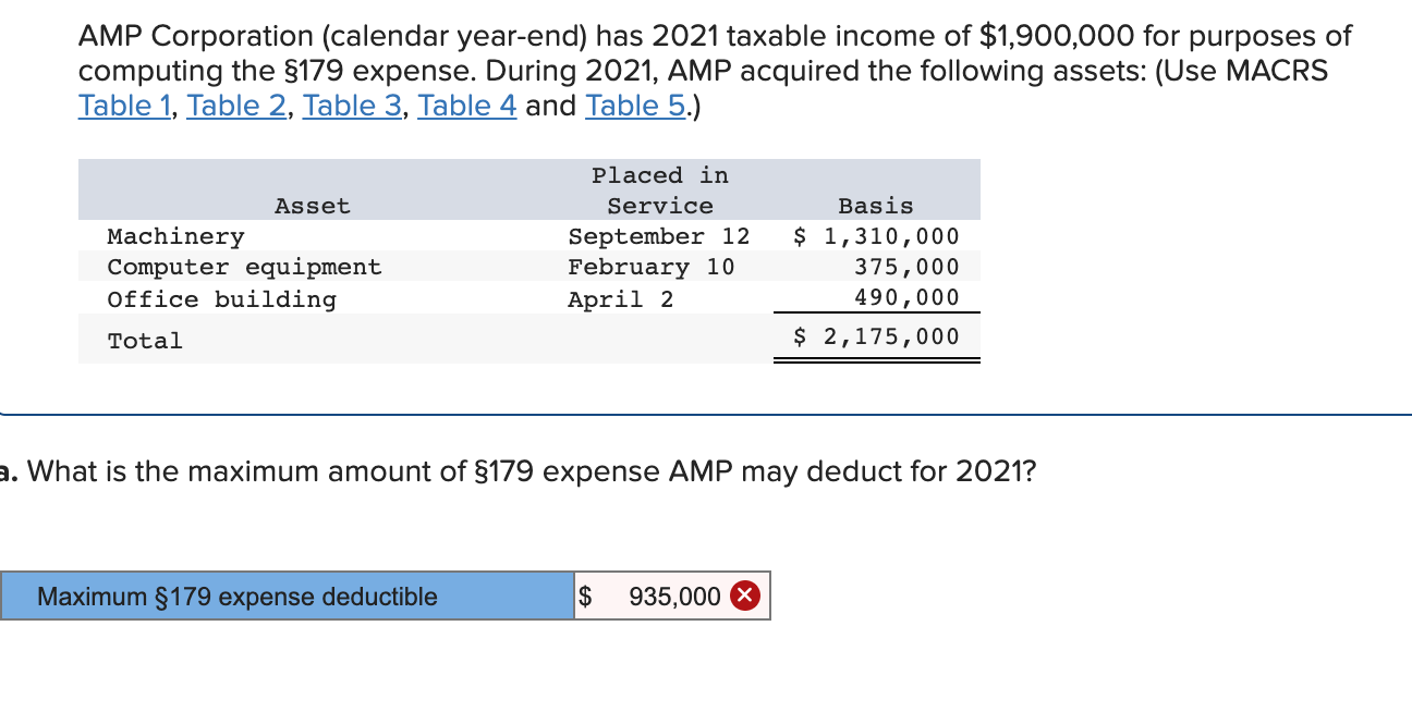 Solved AMP Corporation (calendar year-end) has 2021 taxable | Chegg.com