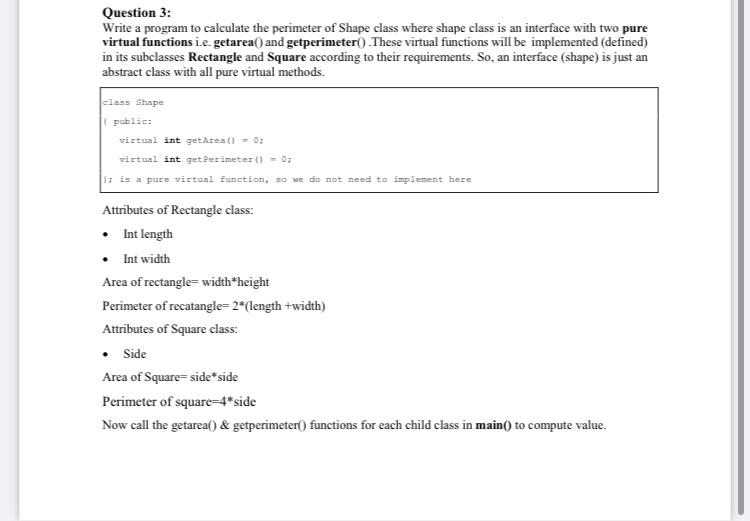 Solved Question 3: Write a program to calculate the | Chegg.com