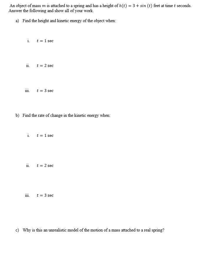 Solved An object of mass m is attached to a spring and has a | Chegg.com