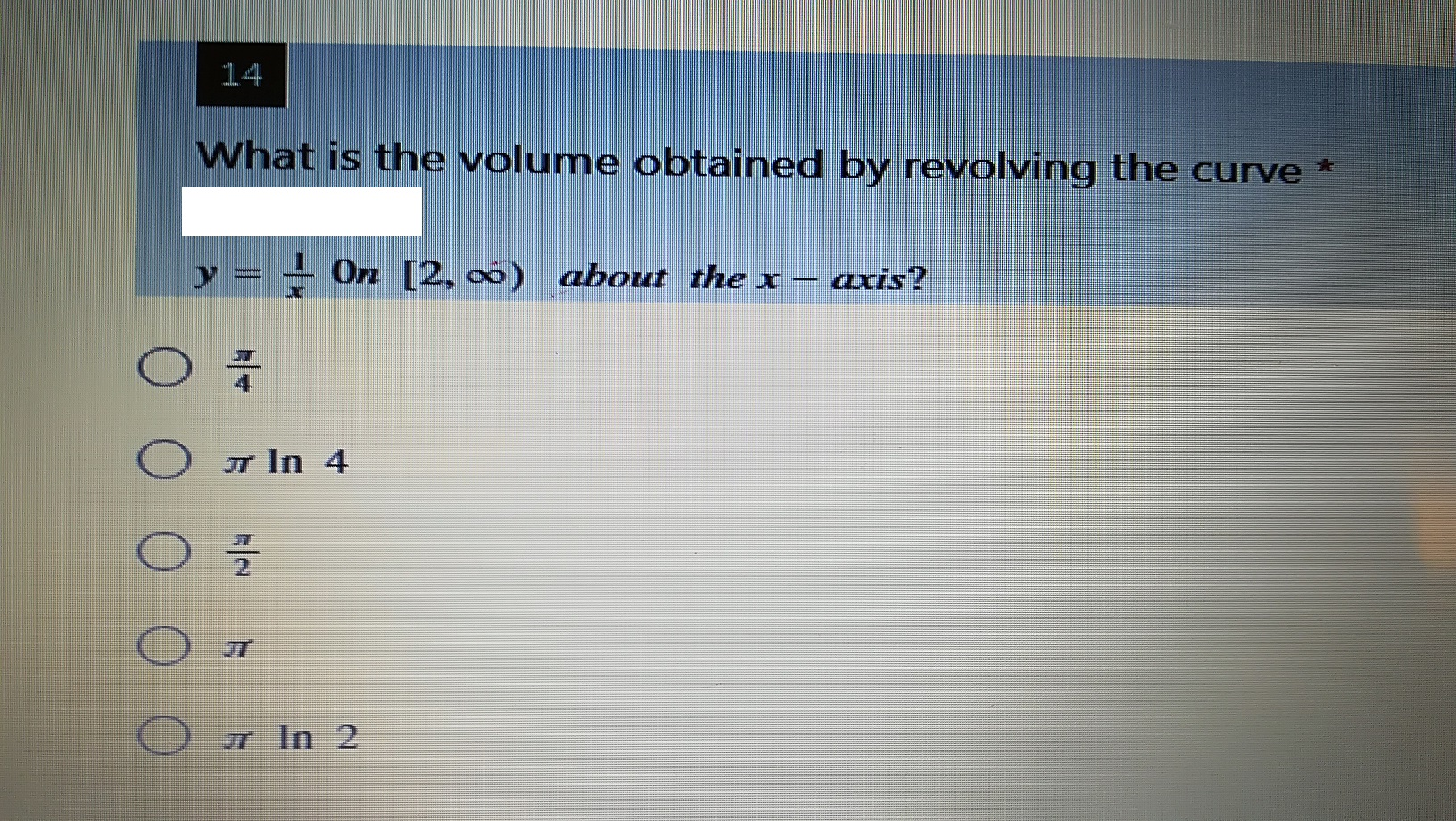 Solved What Is The Volume Obtained By Revolving The Curve Chegg Com