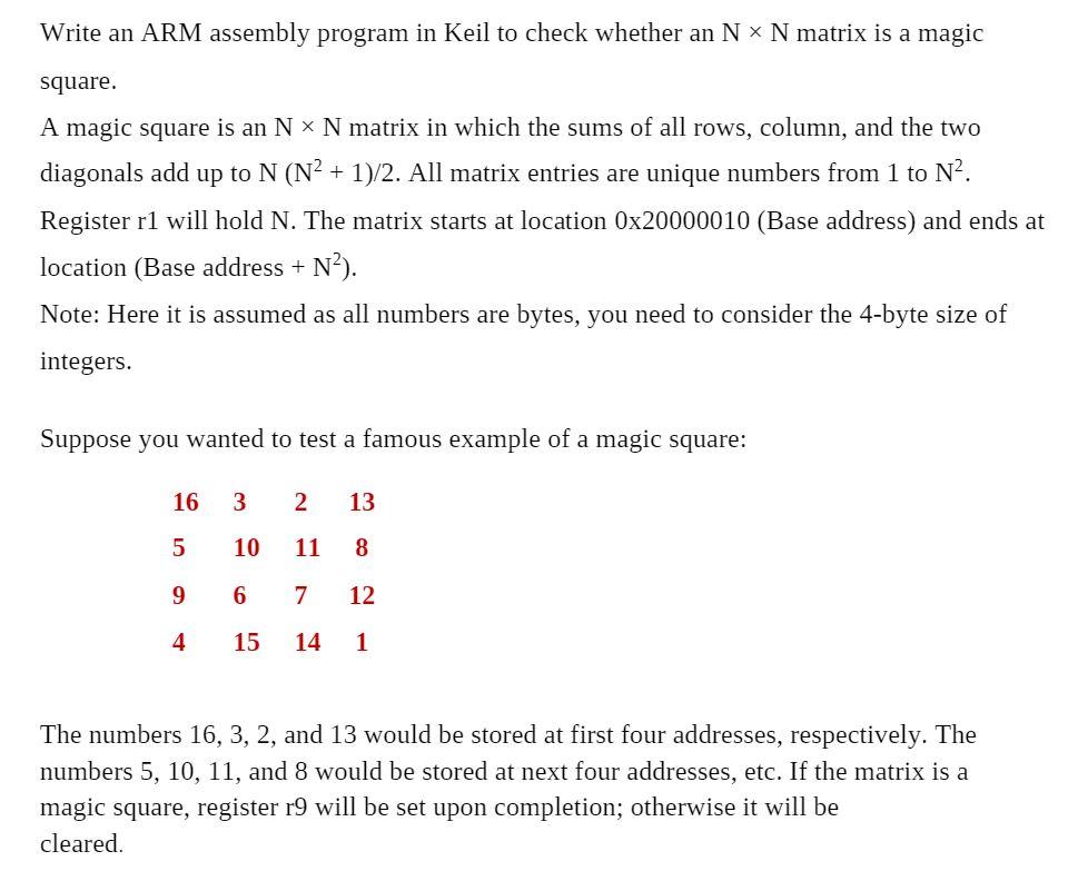 Solved Write an ARM assembly program in Keil to check | Chegg.com