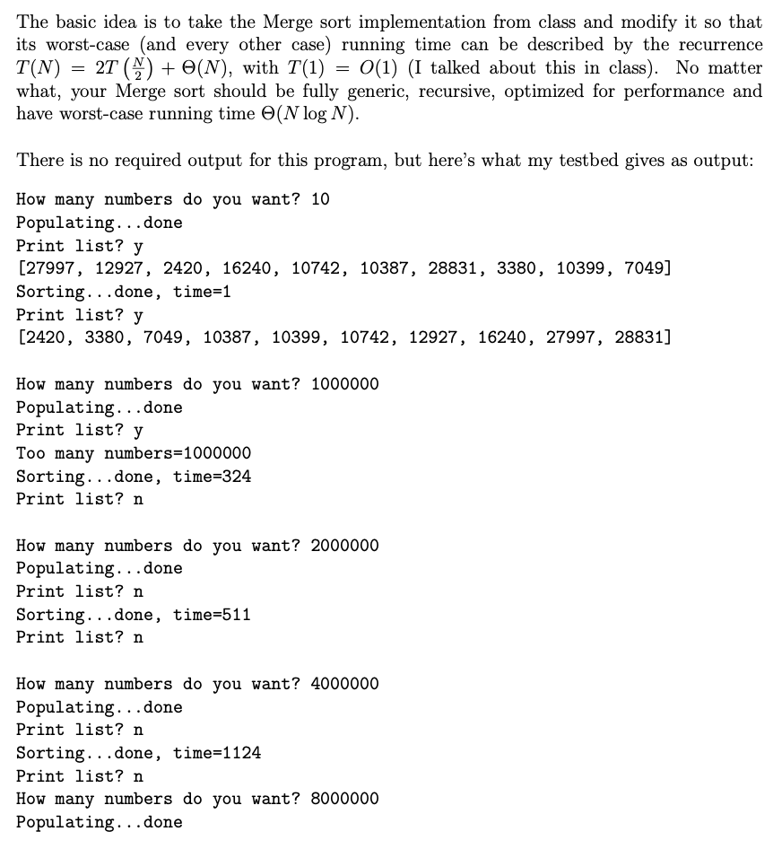 Solved The basic idea is to take the Merge sort | Chegg.com