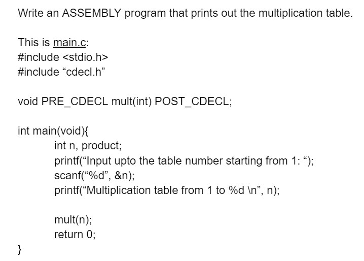 Write an ASSEMBLY program that prints out the | Chegg.com