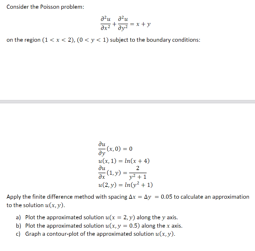 Consider the Poisson problem: ∂x2∂2u+∂y2∂2u=x+y on | Chegg.com