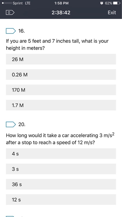 Solved If you are 5 feet and 7 inches tall what is your Chegg