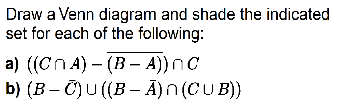 Solved Draw a Venn diagram and shade the indicated set for | Chegg.com