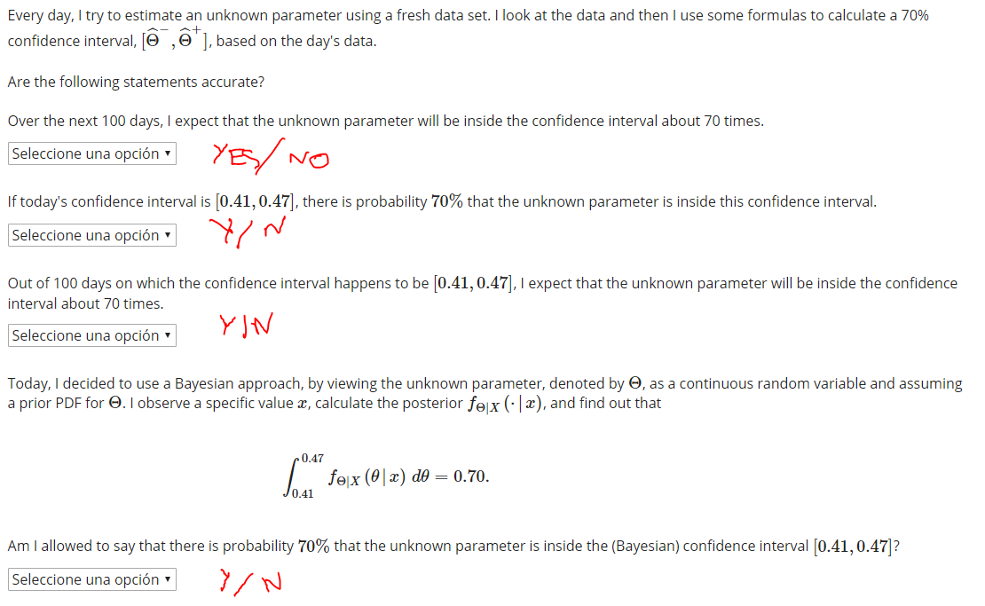 Solved Every day, I try to estimate an unknown parameter | Chegg.com