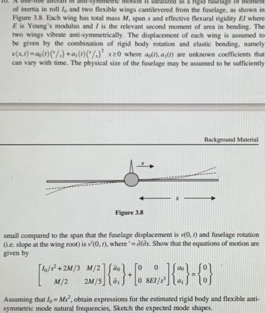 of inertia in roll I0 and two flexible wings | Chegg.com