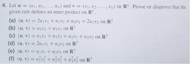 Solved 4 Let U U1 U2 Un And V Given Rule Defines Chegg Com