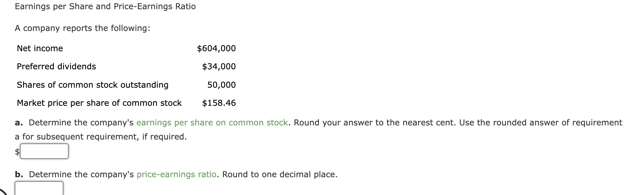 Solved Earnings Per Share And Price-Earnings Ratio A Company | Chegg.com