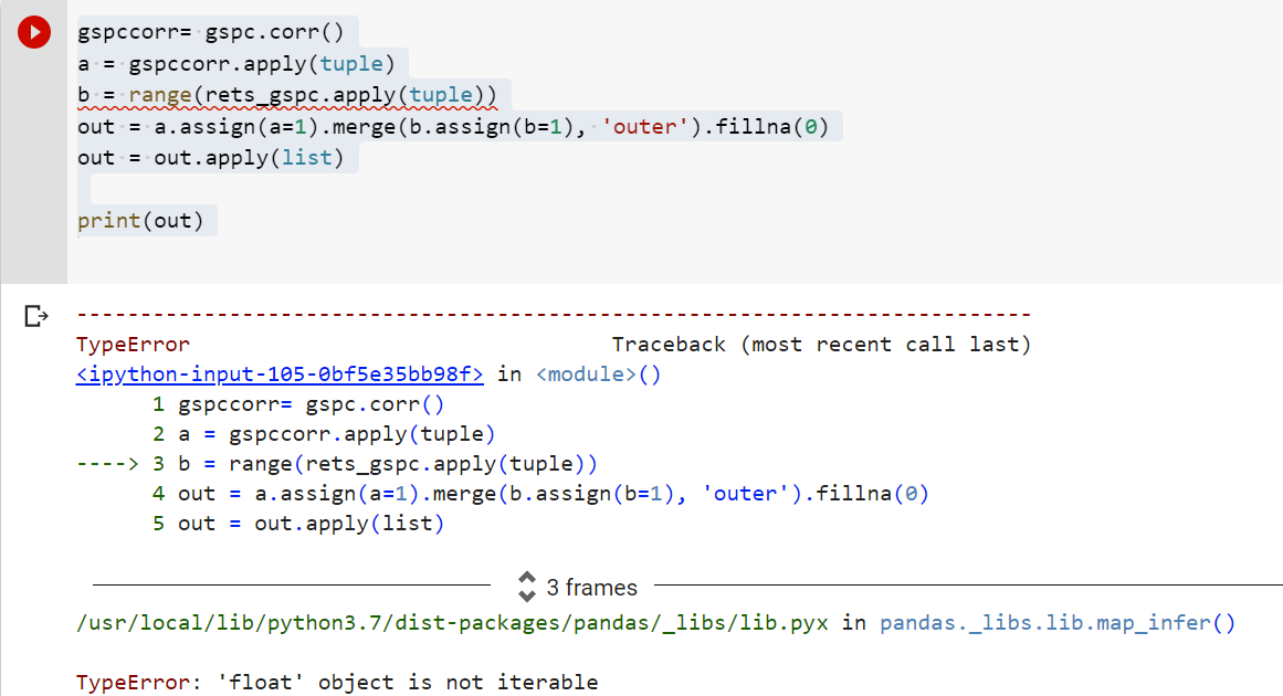 Handling Typeerror: 'Float' Object Is Not Iterable