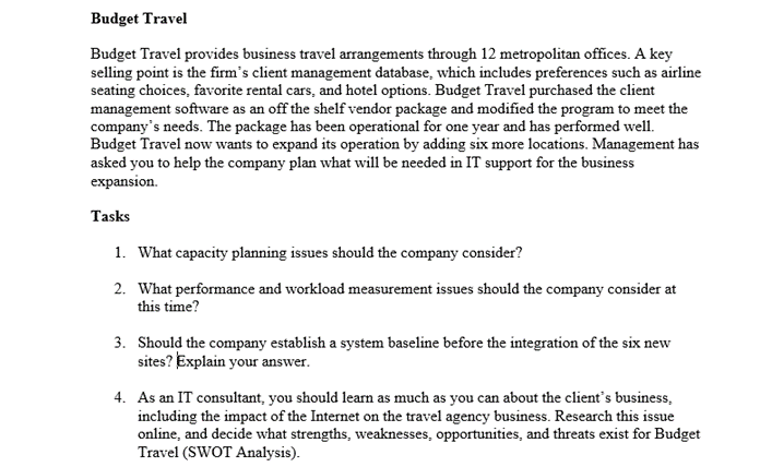 Solved Budget Travel Budget Travel provides business travel | Chegg.com