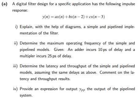 Solved (a) ﻿A digital filter design for a specific | Chegg.com