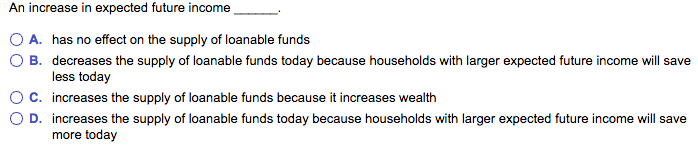 An Increase In Expected Future Income Will Solved An increase in expected future income 0 A, O B. has | Chegg.com