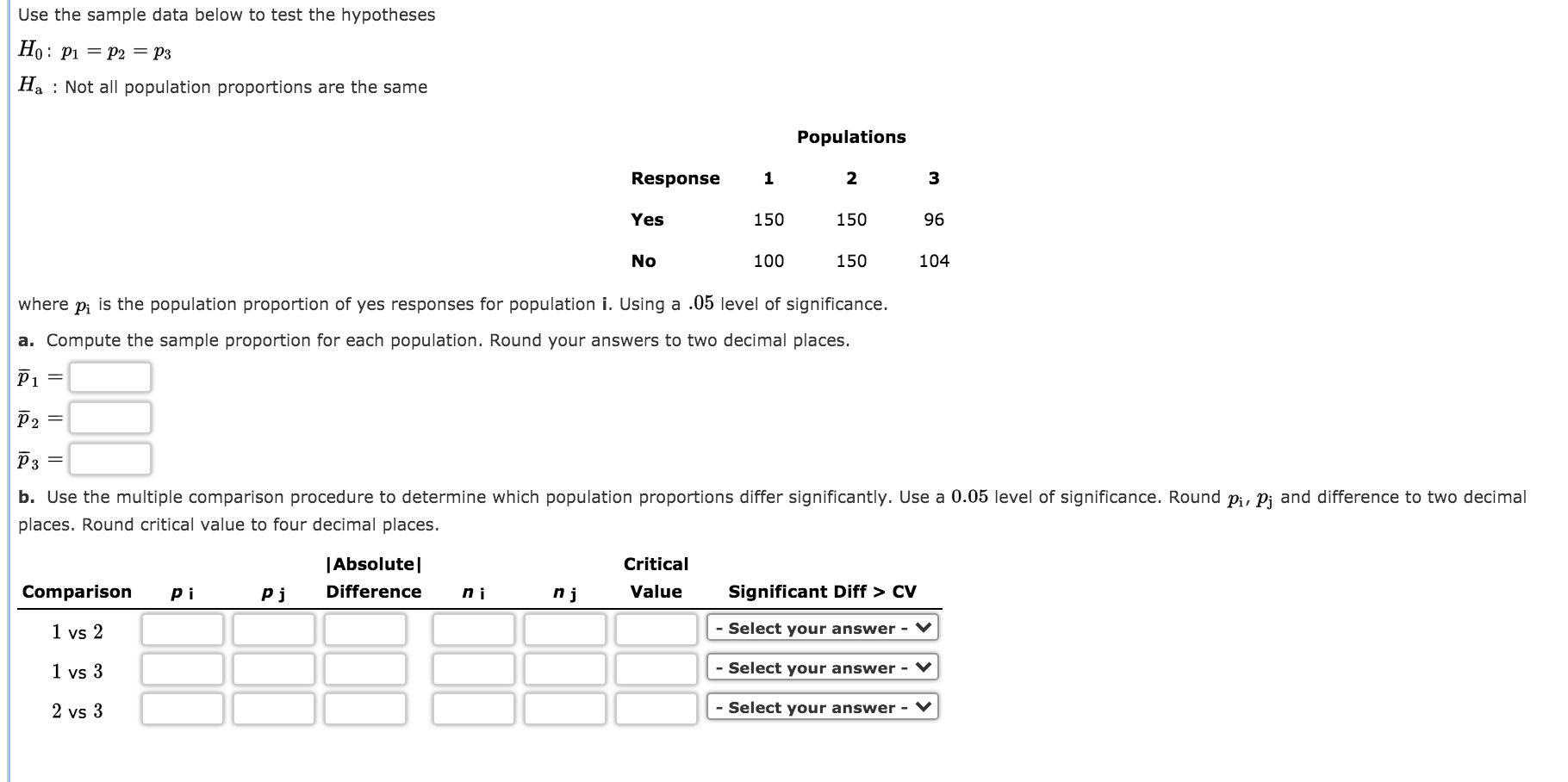 Solved Use the sample data below to test the hypotheses Ho