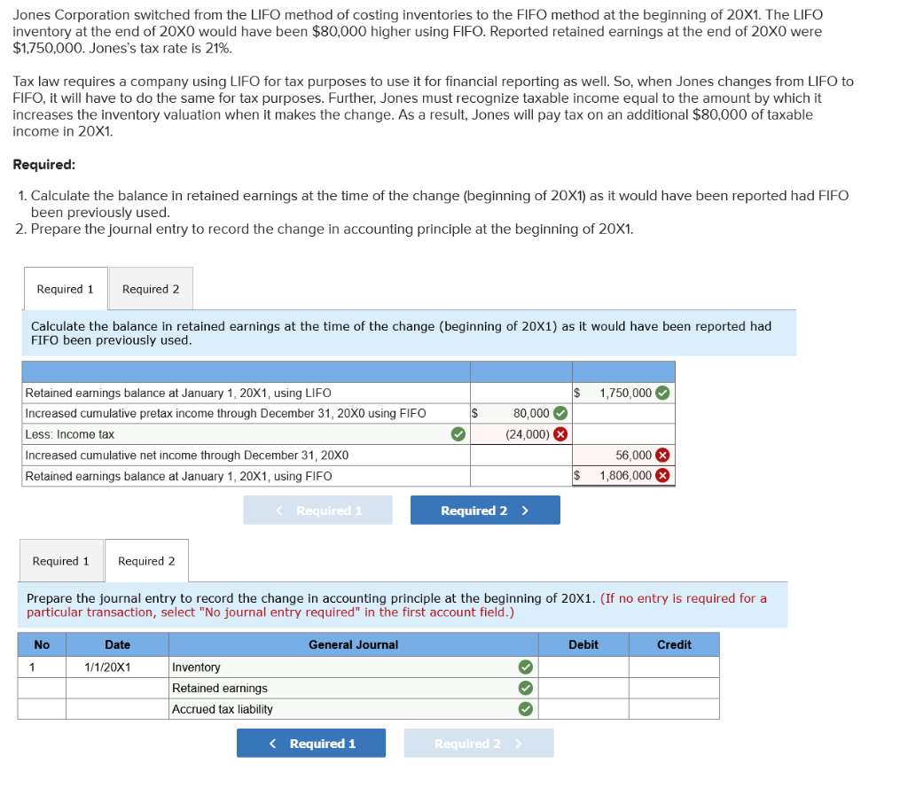 Solved Jones Corporation switched from the LIFO method of