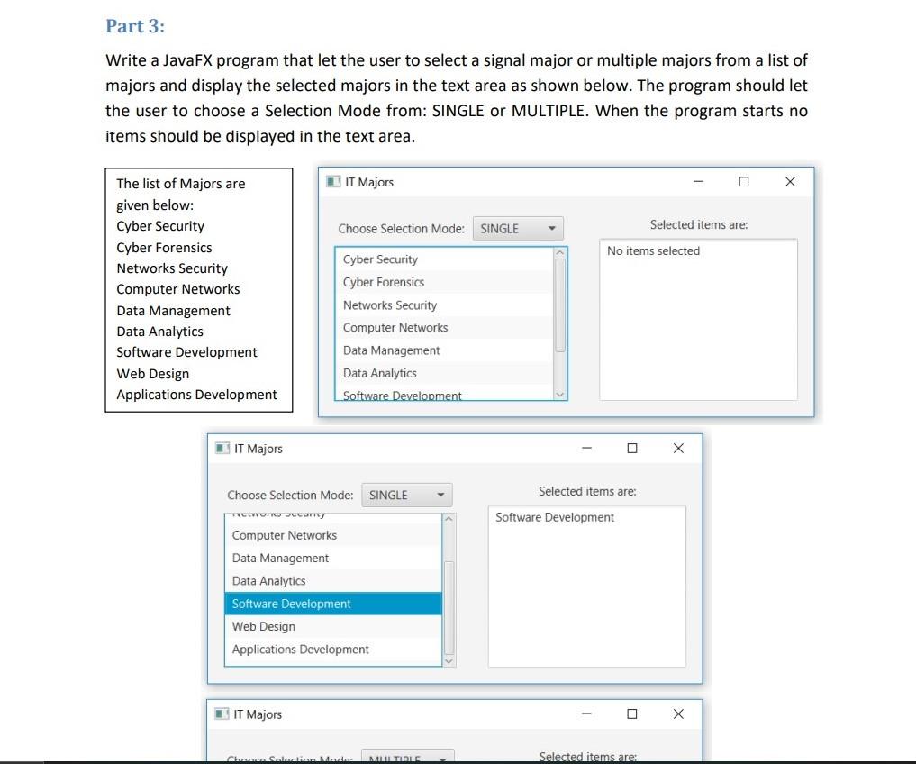 Solved Part 3: Write a JavaFX program that let the user to | Chegg.com