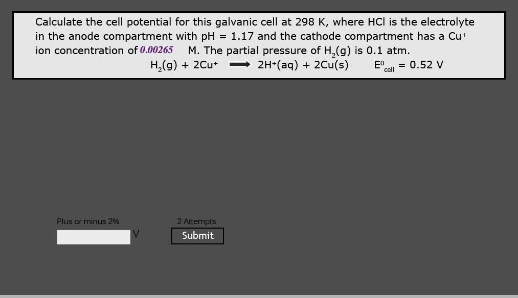 Solved Calculate the cell potential for this galvanic cell | Chegg.com