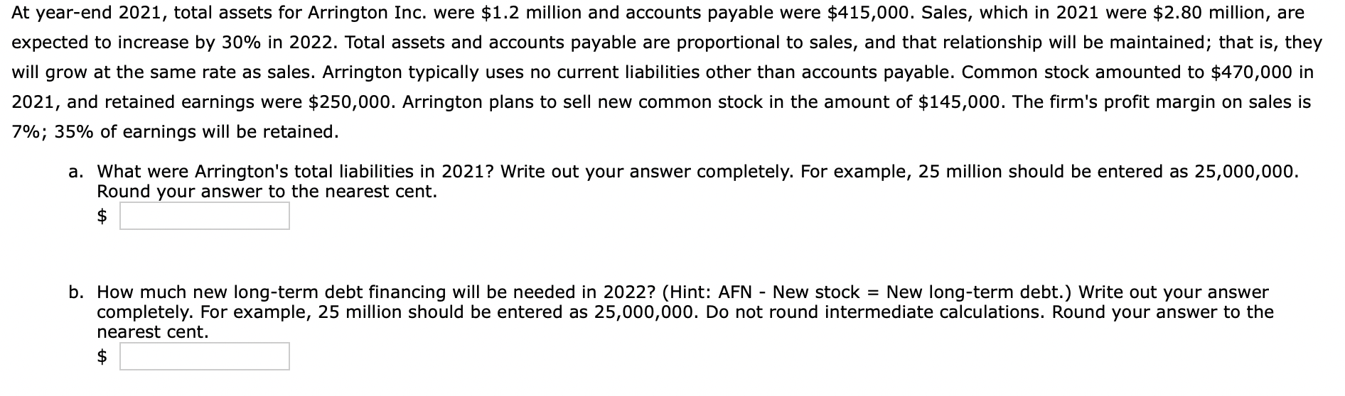 Solved At Year-end 2021, Total Assets For Arrington Inc. | Chegg.com