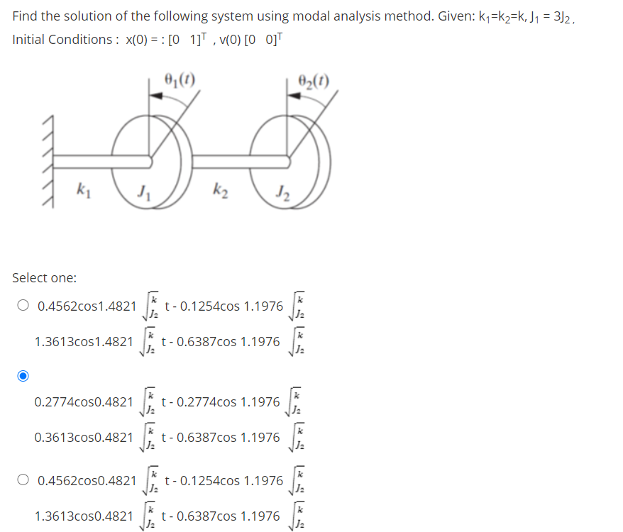 Solved Find the solution of the following system using modal | Chegg.com