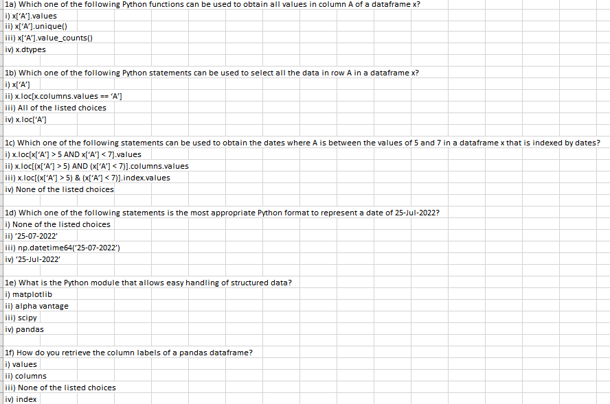 Solved 1a) Which one of the following Python functions can | Chegg.com