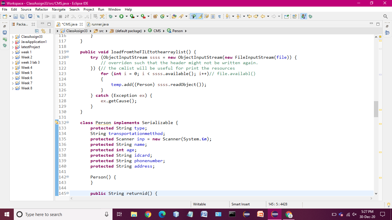 Solved HERe is the code for CMS.java. when i run this code | Chegg.com