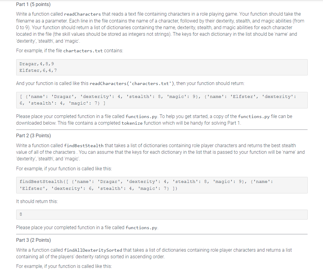 Solved Language-Python Part 1 (5 points) Write a function | Chegg.com