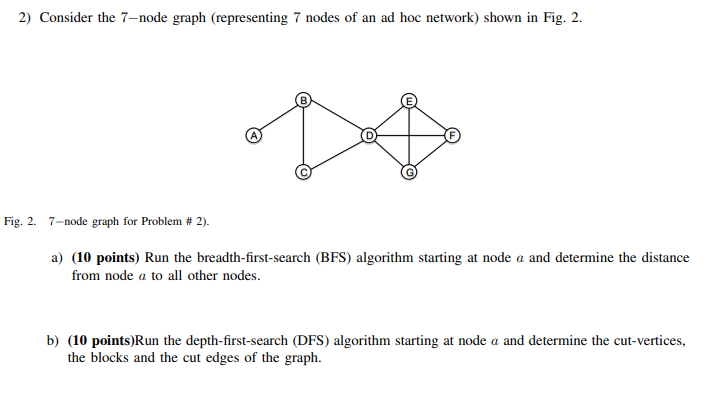 2) Consider the 7-node graph (representing 7 nodes of | Chegg.com