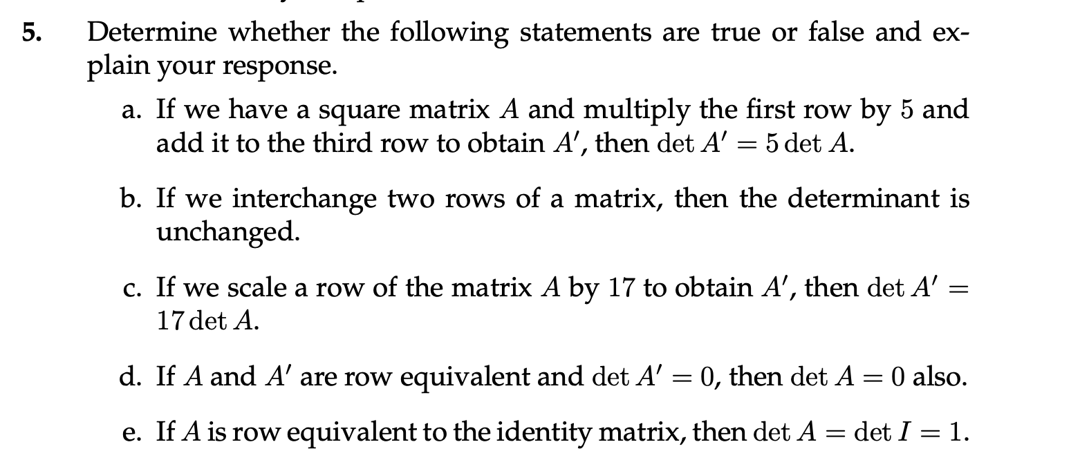 Solved 5. Determine whether the following statements are | Chegg.com